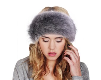 Woman Vegan Fur Head Band Leopard Print 
