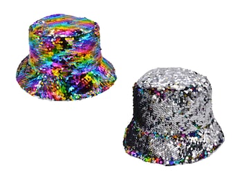 Sequin Changeover Fisherman Bucket Hat, Sequin Bucket Hat,Unisex Fisherman Hat,  Multicolour Trendy Stylish Party Fashion Accessory Gift