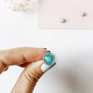 Small recycled glass earrings, fused window glass, repurposed glass jewelry, handmade aqua green glass studs