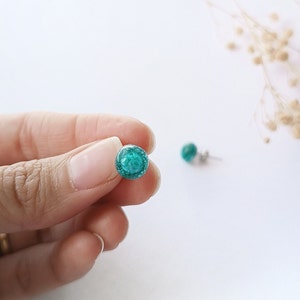 Recycled glass small stud earrings, fused glass, upcycled windows glass, Repurposed Glass Jewelry, glass stud, green glass earrings handmade