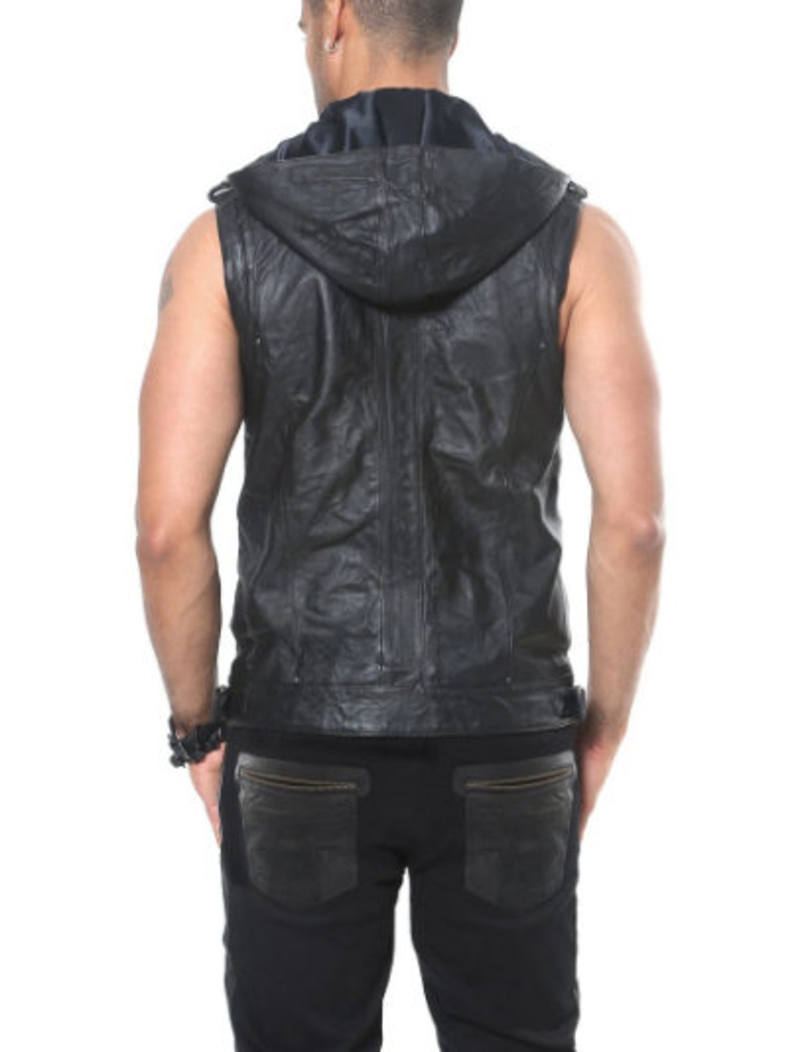 Men's Leather Sleeveless Jacket Pure Sheep Leather Etsy