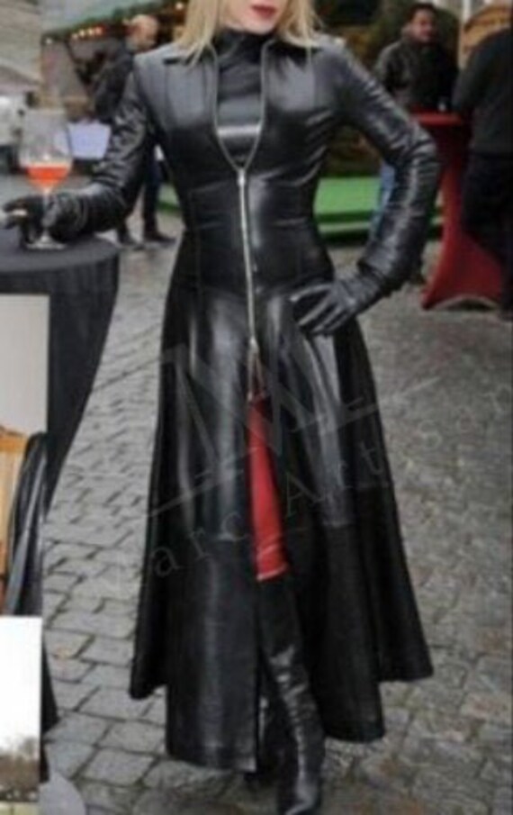 Handmade Women Leather Trench Coat 