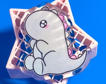 Demigirl Dinosaur Glitter Pin