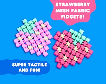 Pixel Strawberry Fidgets, 3D Printed Fabric Mesh, Tactile and Sensory