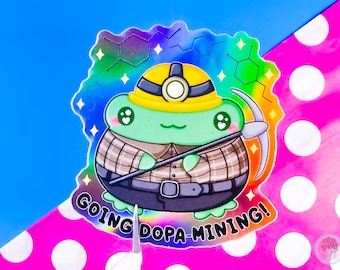 Dopamining Frog Rainbow Holographic Sticker