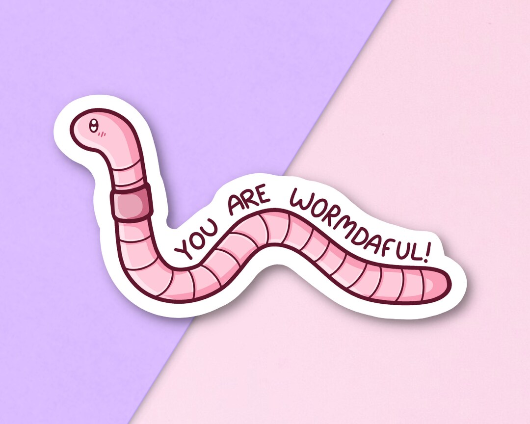 Worm Sticker Gift Kawaii Humour Cute Positive - Etsy UK