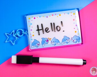 Shark Whiteboard Communication Keyring And Pen, Disability Aid, Nonverbal Communication Tool