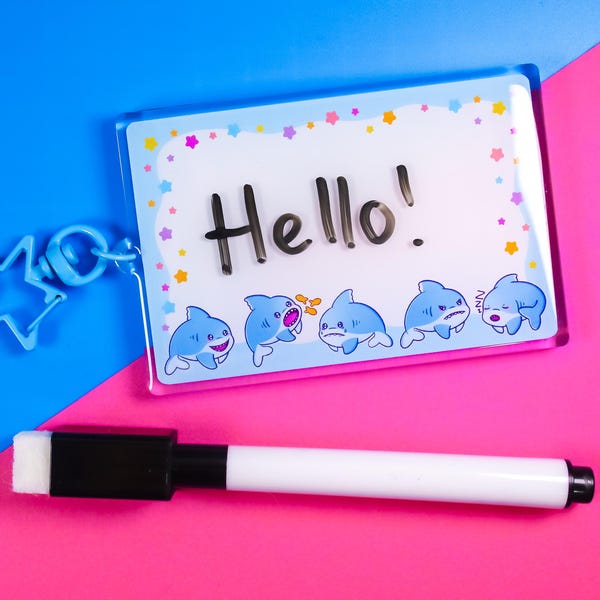 Shark whiteboard-communicatiesleutelhanger en -pen
