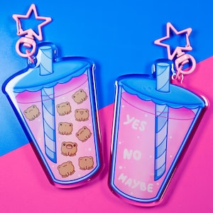 Boba Tea Frog Emoties Communicatie Dubbelzijdige sleutelhanger, gehandicapten, non-verbaal, chronische ziekte, chronische vermoeidheid, chronische pijn, autisme