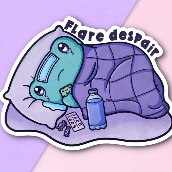 Flare Despair Frog sticker | Autistic | ADHD | Mental health | Spoonie | Self care | Disabled | Chronic illness | burn out