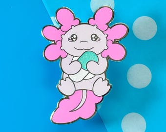 Axolotl Pill Glitter Hard Enamel Pin