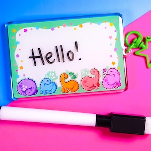 Dinosaurus whiteboard communicatiesleutelhanger en pen, hulpmiddel voor gehandicapten, hulpmiddel voor non-verbale communicatie