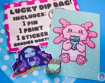 Lucky Dip Bag, Includes Print, Sticker and Pin