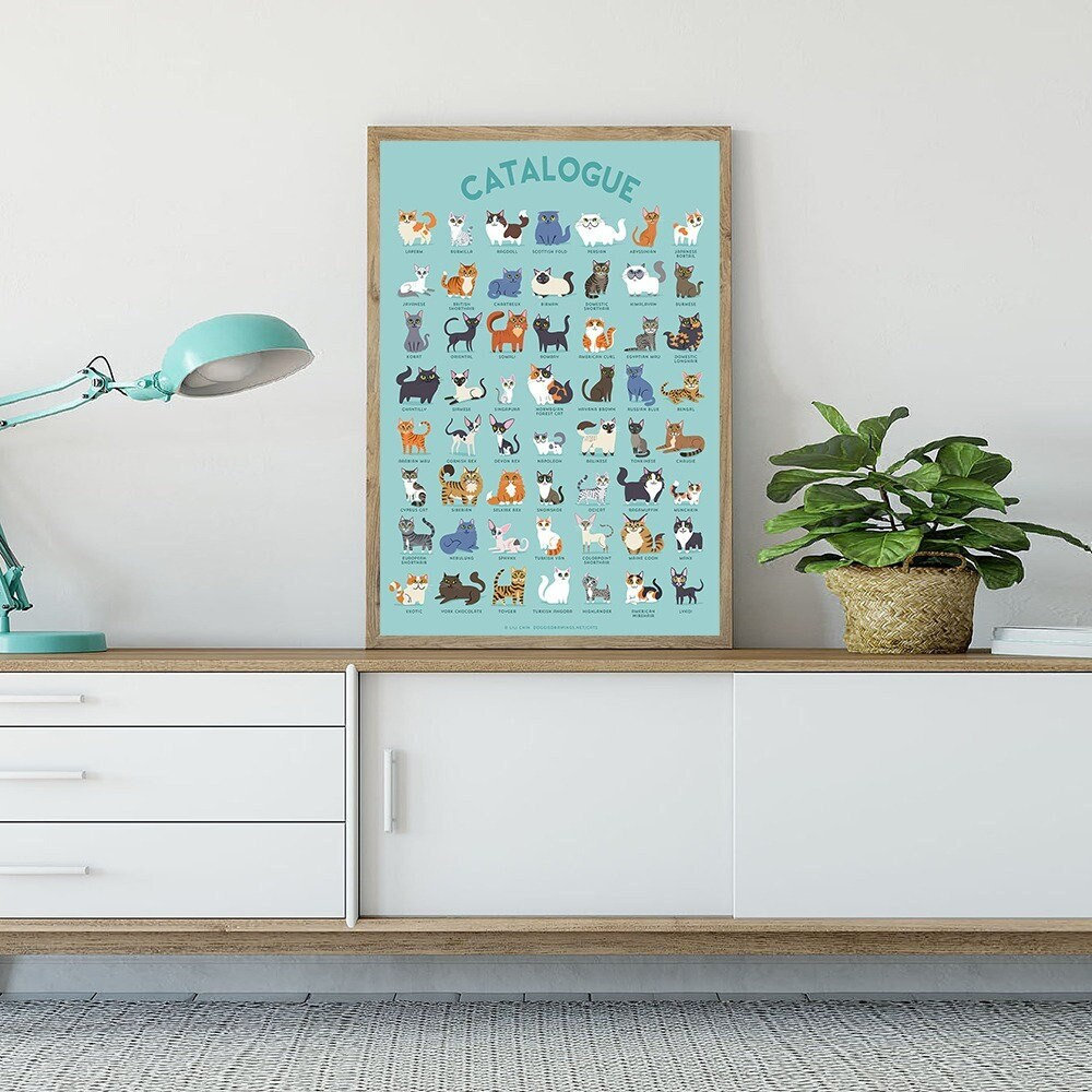 Cartoon Cute Cat Modern CATALOGUE Cats Poster Canvas Painting Wall