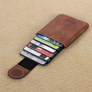 Porta carte in vera pelle personalizzato – Portafoglio sottile con espulsore pop-up e chiusura magnetica – Regalo personalizzato per lui