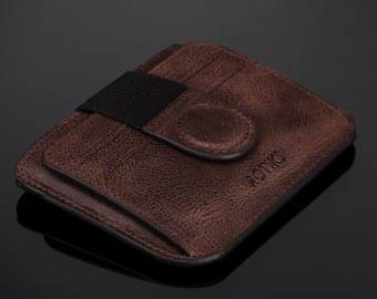 Professional Genuine Leather Wallet – Custom Pop-Up Card Case with Magnetic Lock – Elegant Gift