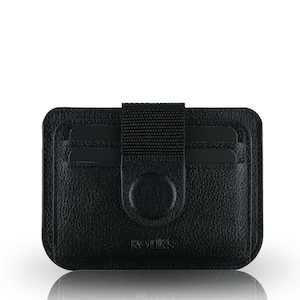 Portefeuille minimaliste en cuir véritable - Porte-cartes pop-up fin - Portefeuille compact personnalisé pour homme