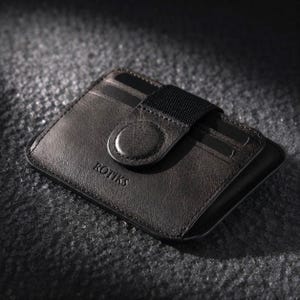 Designer Leather Wallet for Men, Dark Grey Full Grain Card Holder with ID Window