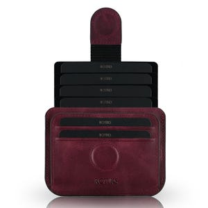 Portefeuille de créateur en cuir véritable - Porte-cartes mince pop-up personnalisé avec cadenas magnétique