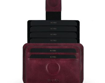 Designer Genuine Leather Wallet – Personalized Pop-Up Slim Card Holder with Magnetic Lock