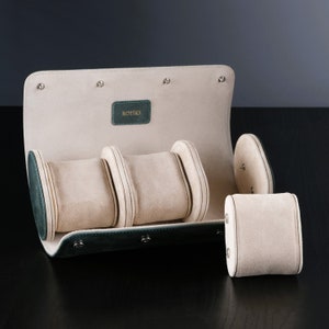 Leather Watch Roll: Suede Lined Travel Case with Steel Frame