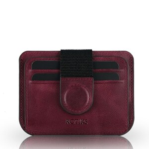 Designer Echtleder Geldbörse - Personalisierter Pop-Up Slim-Kartenhalter mit Magnetverschluss
