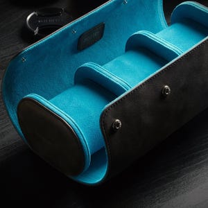 Porta orologi da viaggio in vera pelle con 2-3 scomparti, serie Asphalt, interno in pelle di capra e supporto a molla in acciaio, elegante custodia per orologi