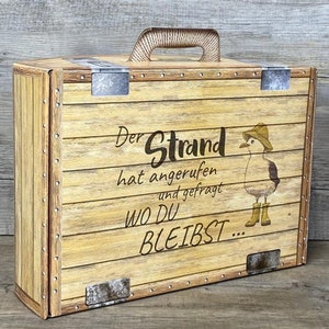Geschenkkoffer holzoptik, klein, Der Strand hat angerufen....