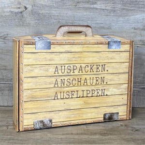 Geschenkkoffer holzoptik, groß, Auspacken, Anschauen, Ausflippen