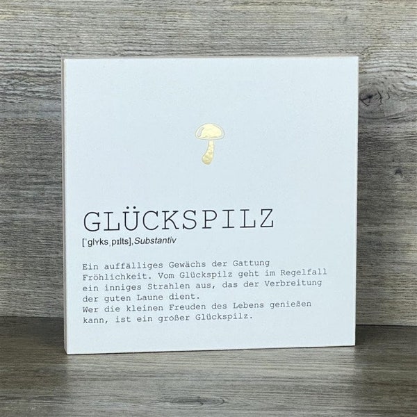 Wooden Block Art Glückspilz