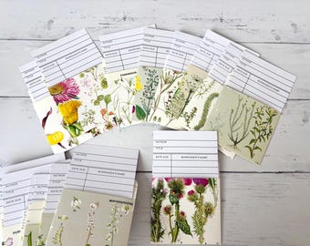 10 sets Library card with handmade pocket -Plant pattern-