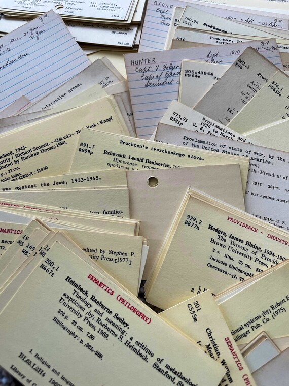 10 Vintage Library Card Catalog index Cards Etsy