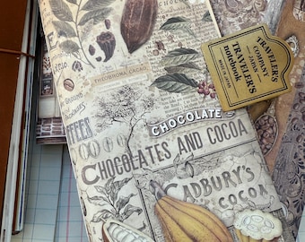 Ricarica/inserto per taccuino da viaggio, formato standard, caffè e cioccolato - Fatto a mano - 64 pagine