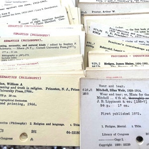 20 vintage bibliotheekkaartencatalogus (indexkaarten)
