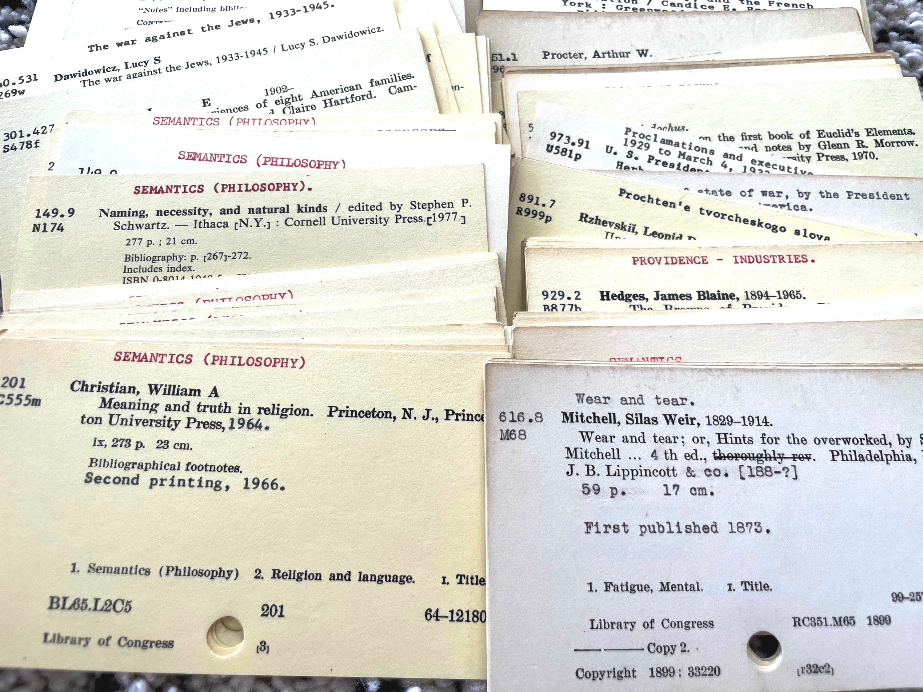 20 Vintage Library Card Catalog index Cards Etsy