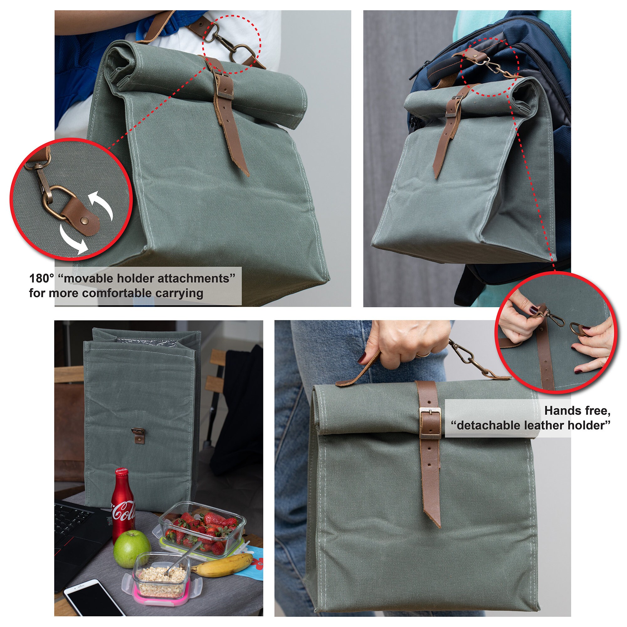 Lunch Box Lunch Bag Wax Canvas Lunch Box Insulated Large Etsy