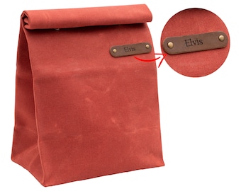Lunchtas, personalisatie, lunchbox van waxcanvas, grote capaciteit, echte leren picknick, reizen, kamperen