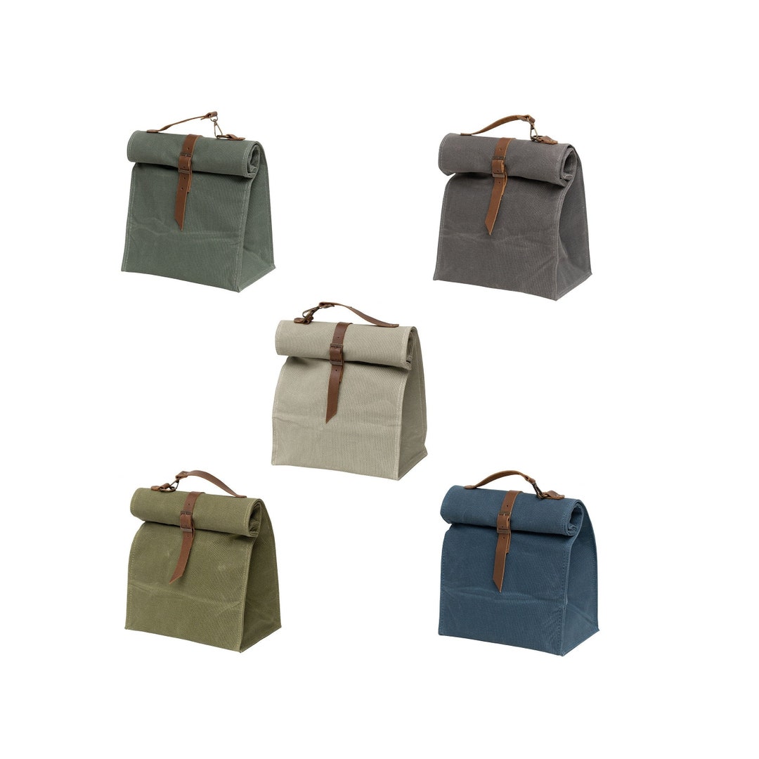 Lunch Box, Insulated Lunch Bag, Wax Canvas Lunch Box, Large Capacity