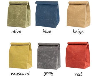 Lunch Tote, Personalization, Paper Bag Design, Wax Canvas Lunch Box, Large Capacity, Genuinue Leather Picnic, Travel, Camp