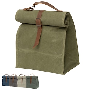 Gewachste Canvas Thermotasche, personalisierte große haltbare Lunchbox, Picknick, Reise, Lager, personalisierbare Tasche Bild 3