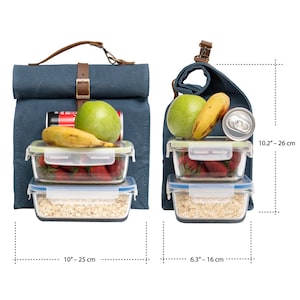 Gewachste Canvas Thermotasche, personalisierte große haltbare Lunchbox, Picknick, Reise, Lager, personalisierbare Tasche Bild 10