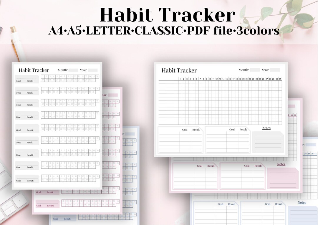 Journal Planner Printables Habit Tracker PDF FILE A4 A5 - Etsy