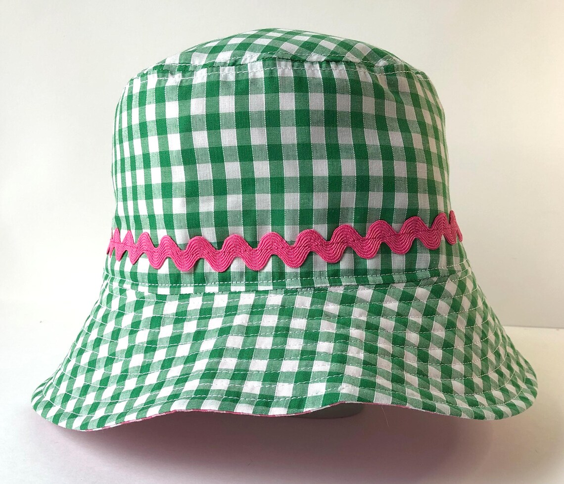 Cute gingham bucket hat fully reversible with on trend ric Etsy