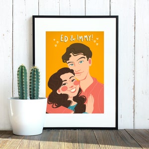 Portret op maat: schattige foto-illustratie, handgetekende cartoon, gepersonaliseerd cadeau voor jubileum, Valentijnsdag en meer!