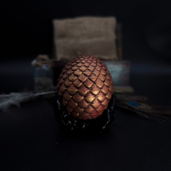 Gold Dragon Egg 3D Printed Stone Age Themed Magnet Closing Proposal Wedding Ring Box