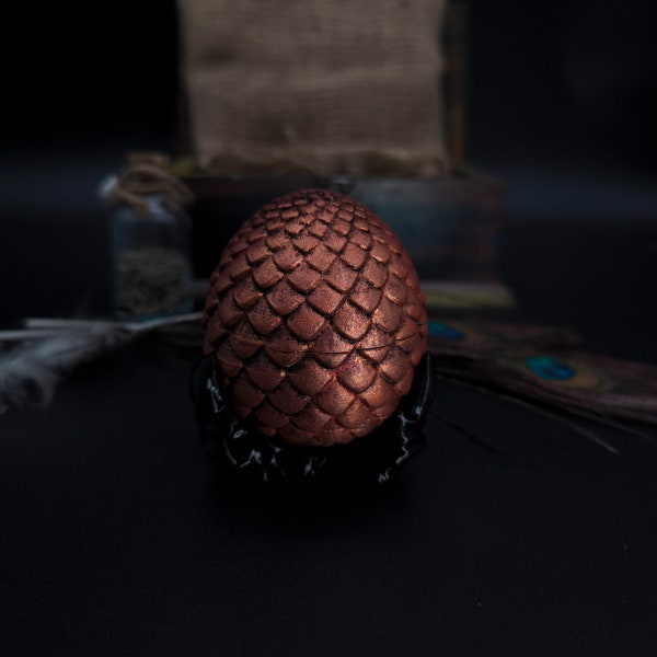 Bronze Dragon Egg 3D Printed Stone Age Themed Magnet Closing Proposal Wedding Ring Box