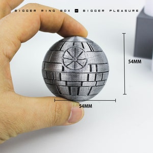 3D Printed Premium Wedding Proposal Death Star Ring Box | Unique Ring Box | Gift for Pride and Groom image 4