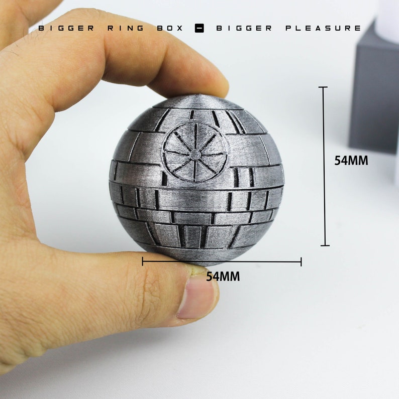 3D Printed Premium Wedding Proposal Death Star Ring Box | Unique Ring Box | Gift for Pride and Groom image 4