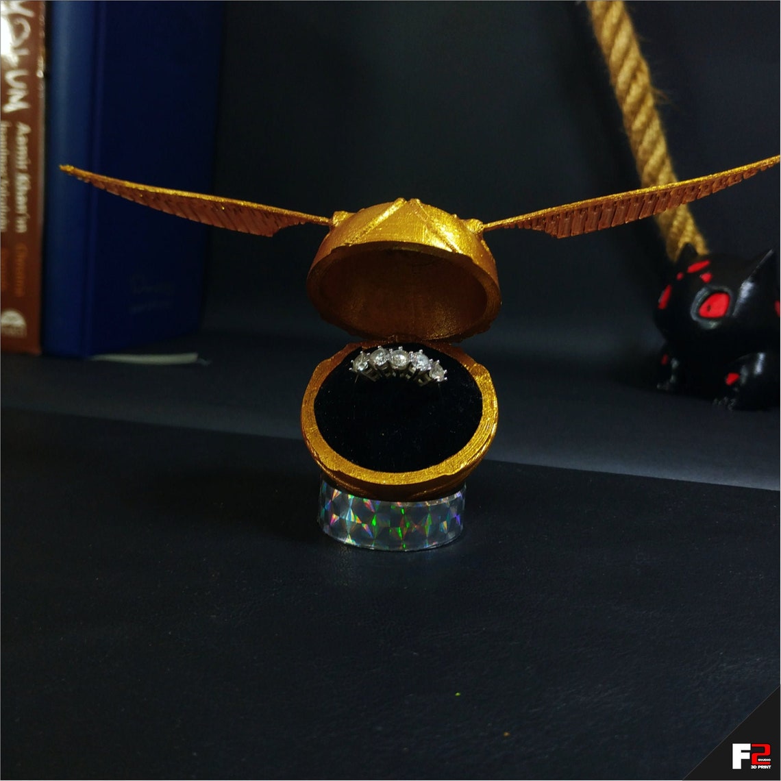 Golden Snitch Harry Potter Ring Box Golden Snitch Ring Box Etsy