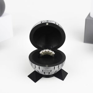 3D Printed Premium Wedding Proposal Death Star Ring Box | Unique Ring Box | Gift for Pride and Groom image 3